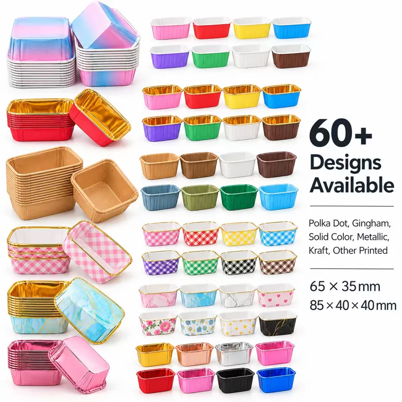 Rectangular & Square Rolled-Rim Baking Cups, PE Coated Paper