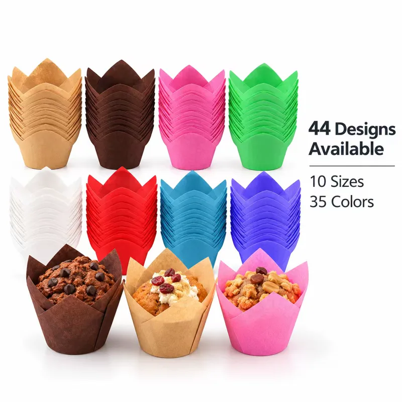 Tulip & Lotus Cupcake Liners, PE Coated Paper