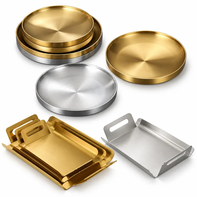 Gold Silver Stainless Steel Serving Tray, 304 SS & 201 SS