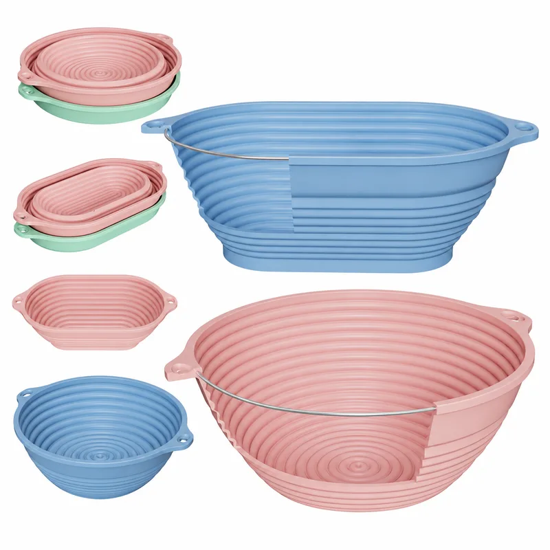 Collapsible Silicone Bread Proofing Basket Resistant & OvenSafe