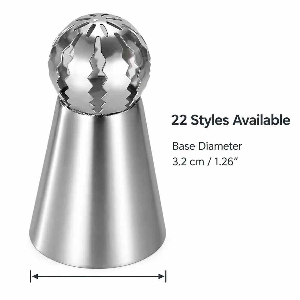 201 Stainless Steel Russian Ball Piping Tips – 22 Styles Available