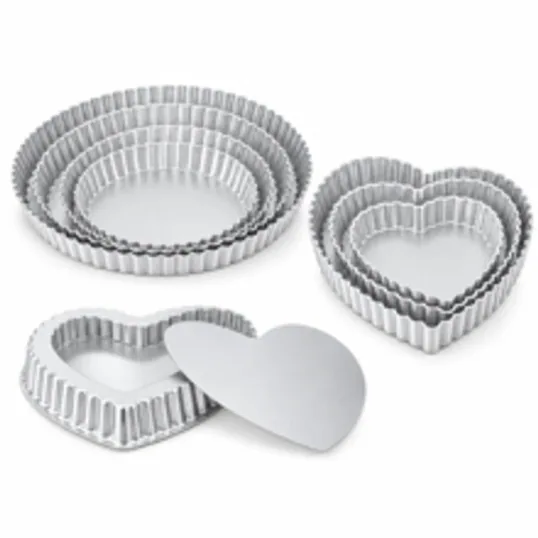 Heart / Round Anodized Aluminum Fluted Tart Pan with Removable, Aluminum Alloy