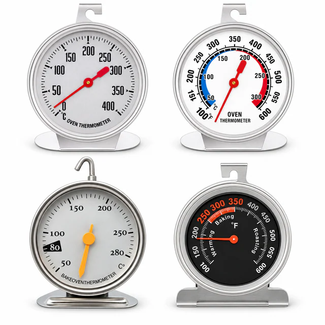 Hanging & Standing Stainless Steel Dial Oven Thermometer, Plastic + Stainless Steel