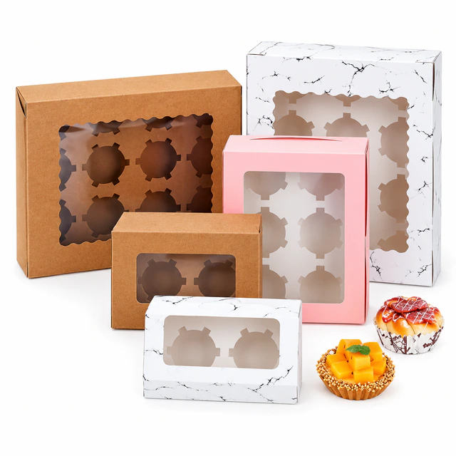 Window CupCake Box, Coated Paper + PP