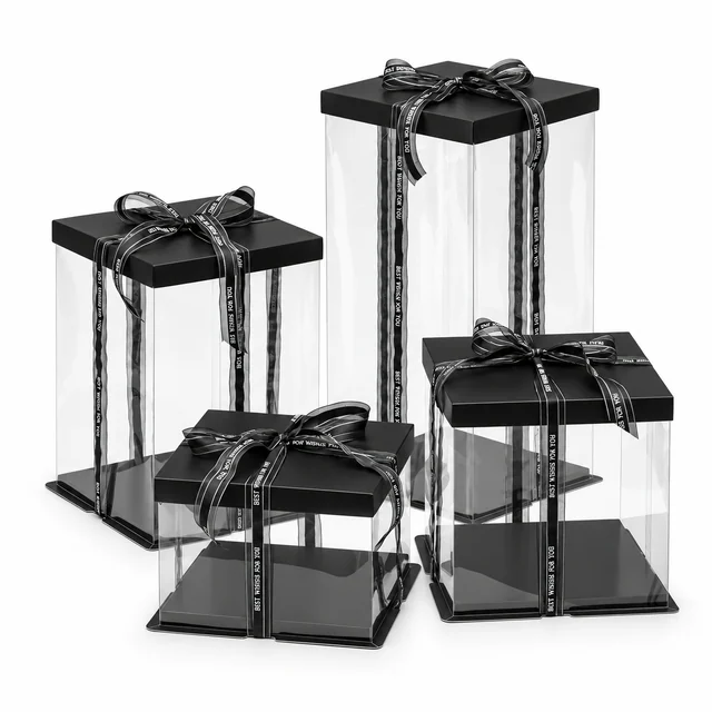 Tall Square Clear PP Cake Container, PP